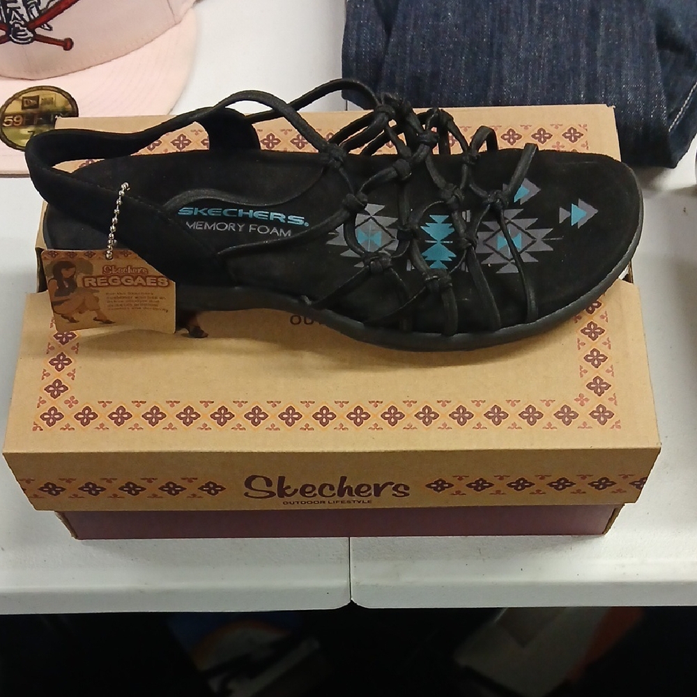 Skechers Women's Black and Blue Memory Foam Shoes